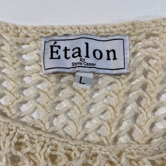 Étalon by Steve Canar Open Knit Mesh Tank Top Women’s Large – Cream Boho Beach C - Picture 3 of 8